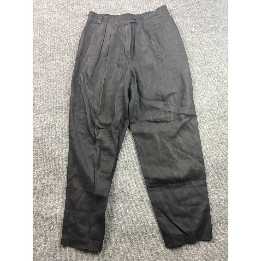 Escada Pleated Trousers Womens 44 100% Linen High Waisted Made in W Germany